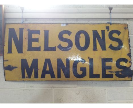 A "Nelsons Mangles" enamel advertising sign, 50cm x 107cm