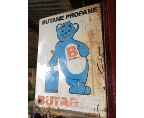 An enamel double sided advertising sign for "Butane  Propane" 66cm x 46cm