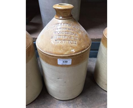 Six various stoneware flagons, including R Parsons, Bury St Edmunds, Edwards &amp; Son, Ipswich, Jennings Bury St Edmunds and