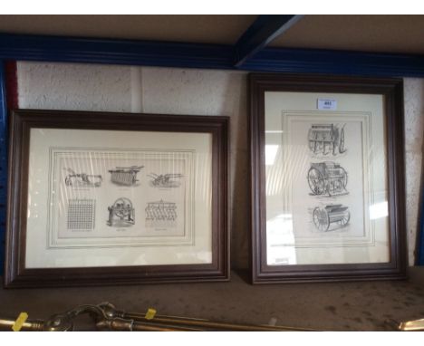 Four various vintage machinery prints