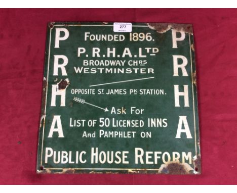 An enamel "Public House Reform" sign, 30.5cm square