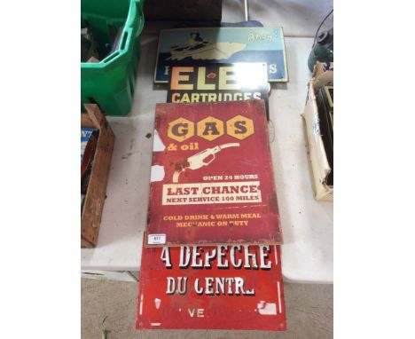Five various metal enamel and other signs