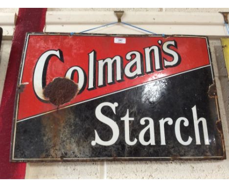 A "Colman's Starch" enamel advertising&nbsp;sign, 41cm x 60cm