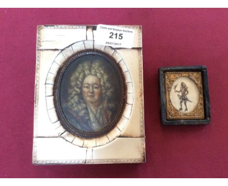 An old miniature portrait in faux ivory frame; and another small miniature portrait (2)