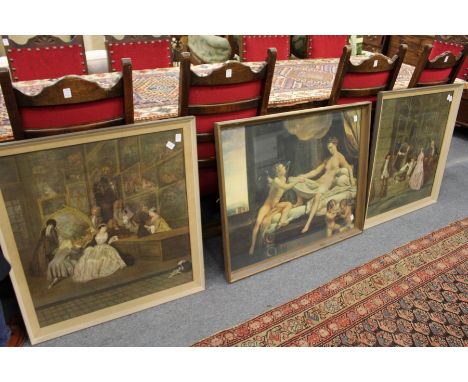 Figures in an Interior large colour prints, a pair and another.
