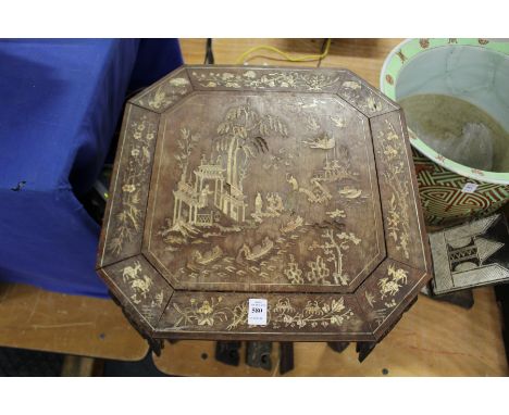 A Chinese bone inlaid occasional table (faults).