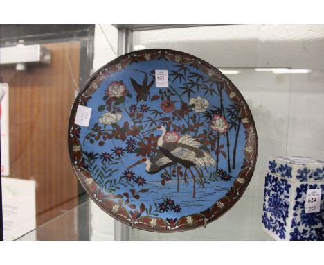 A cloisonne enamel charger.