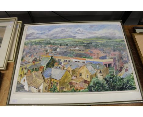 A Roof Top Scene watercolour, together with a large part watercolour sketch of two figures.