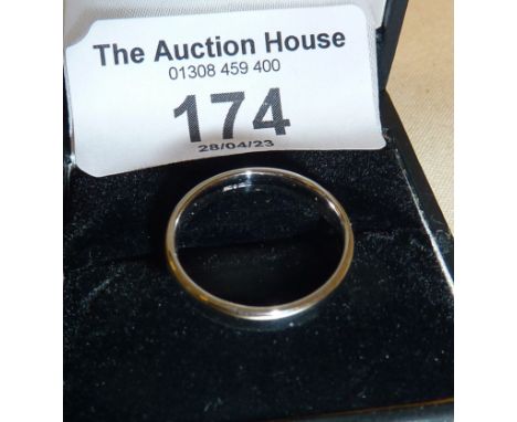 Plain platinum band, approx. UK size K-L and weight 3.5g 