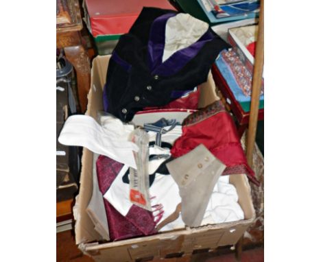Vintage clothing: Gent's collars, spats, scarves and a velvet waistcoat 