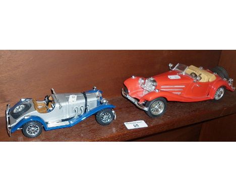 A Durango diecast model of a Mercedes 500k roadster and a Mercedes SSK 