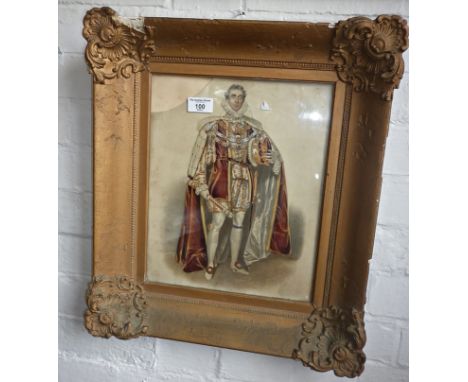 19th c. hand coloured and overpainted print portrait full length of the Duke of Wellington with attached correspondence verso