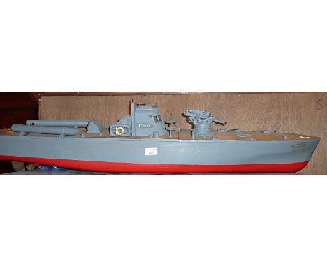 Scale model of a WW2 US Navy motor torpedo boat, numbered PT238, 42" long with electric motor 