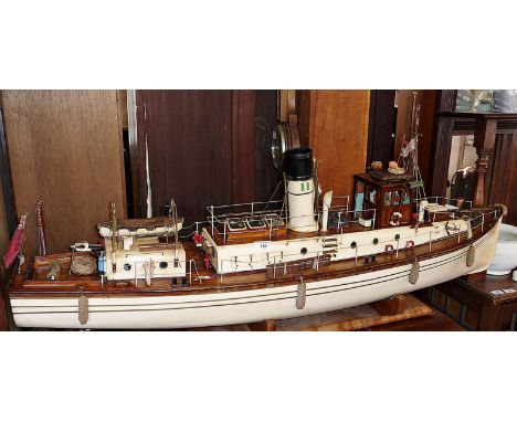 Large impressive steam powered and radio controlled model of a steam river ferry (4'3"" long) 