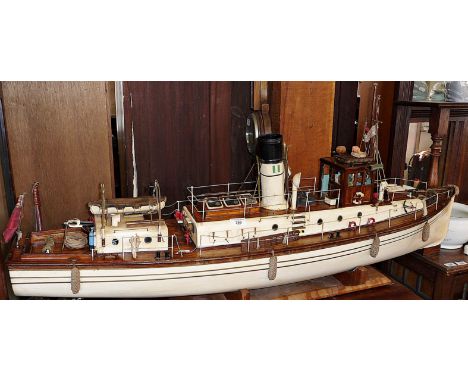 Large impressive steam powered and radio controlled model of a steam river ferry (4'3"" long) 