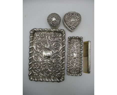 A Victorian silver tray by Henry Charles Freeman, London 1901, together with a small rectangular tray with embossed acanthus 