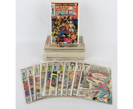 Marvel Comics: A group of 50 Peter Parker the Spectacular Spider-Man comics featuring notable issues and multiple first appea