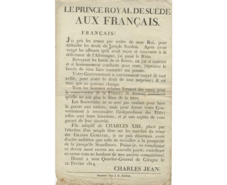 [BERNADOTTE JEAN BAPTISTE]: (1763-1844) Marshal of France, Prince de Pontecorvo and King Charles XIV John of Sweden and Norwa