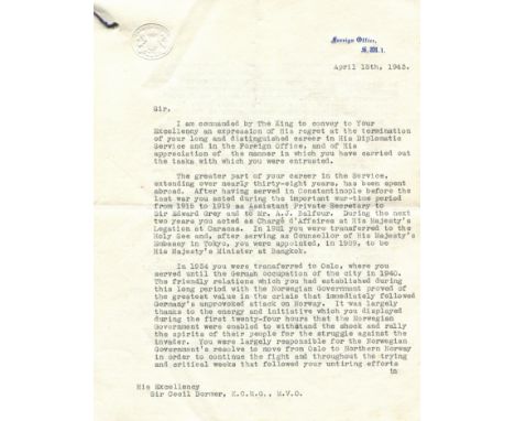 EDEN ANTHONY: (1897-1977) British Prime Minister 1955-57. An excellent World War II date T.L.S., Anthony Eden, three pages, 4