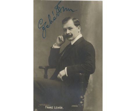 LEHAR FRANZ: (1870-1948) Austro-Hungarian Composer of operettas. Vintage signed sepia postcard photograph of Lehar in a half 