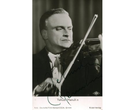 MENUHIN YEHUDI: (1916-1999) American-born British Violinist. Vintage signed postcard photograph `Yehudi Menuhin´, the Rudel-V