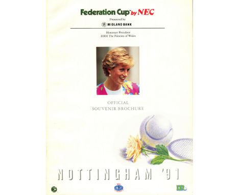 TENNIS: A printed 4to official souvenir brochure for the Federation Cup tennis tournament held in Nottingham, 21st - 28th Jul