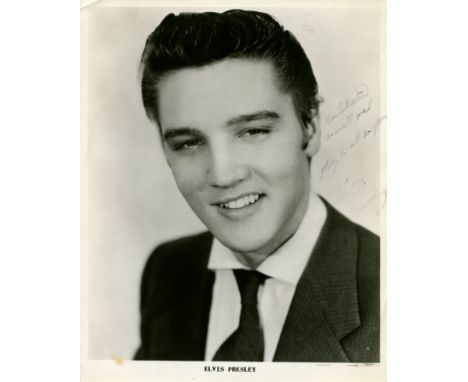 PRESLEY ELVIS: (1935-1977) American Rock 'n' Roll Singer. A good, early vintage signed and inscribed 8 x 10 photograph of the