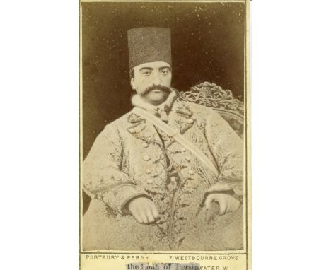 [NASER AL-DIN SHAH QAJAR]: (1831-1896) King of Persia 1848-96. First Iranian monarch to visit Europe. Assassinated. An excell