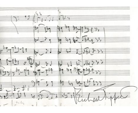 TIPPETT MICHAEL: (1905-1998) English Composer. Autograph Musical Manuscript Signed, Michael Tippett, one page (manuscript pap