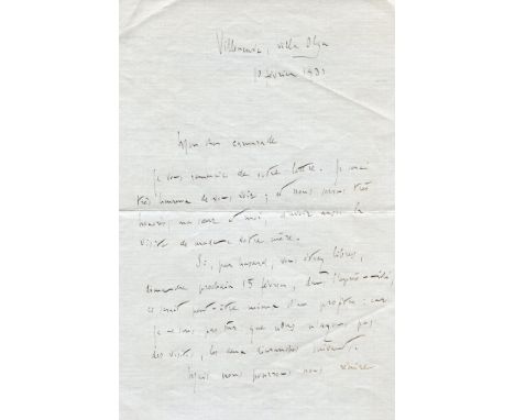 ROLLAND ROMAIN: (1866-1944) French Dramatist &amp; Novelist, Nobel Prize winner for Literature, 1915. A.L.S., Romain Rolland,
