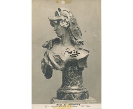 RODIN AUGUSTE: (1840-1917) French Sculptor. A good vintage signed postcard photograph of Rodin's bust Bellone in the Museum o