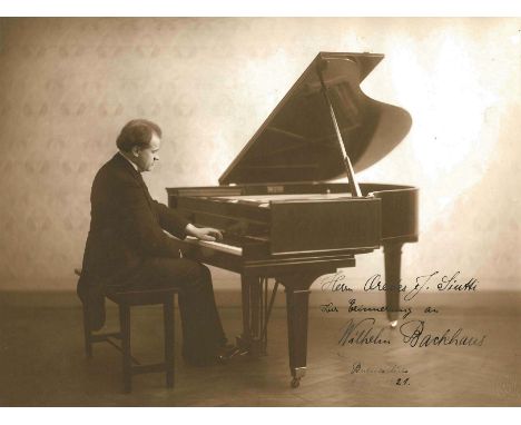 BACKHAUS WILHELM: (1884-1969) German Pianist. A large signed and inscribed 15 x 11 sepia photographby Backhaus, the image dep