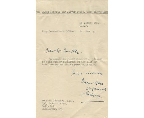 WORLD WAR II: Selection of T.Ls.S. (6), A.L.S. (1), a few signed cards and photographs of various sizes etc., by various mili