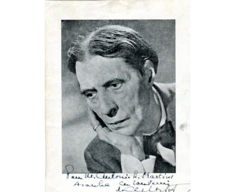 CORTOT ALFRED: (1877-1962) Franco-Swiss Pianist and Conductor. Vintage signed and inscribed 4.5 x 6printed image, most likely