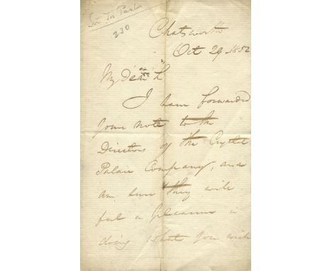 PAXTON JOSEPH: (1803-1865) English Gardener and Architect, best known for designing the Crystal Palace in Hyde Park, London, 