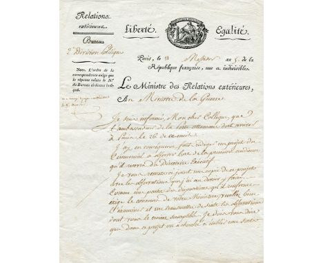DELACROIX CHARLES-FRANÇOIS: (1741-1805) French Statesman and Minister of Foreign Affairs 1795-97 under the Directory. Father 