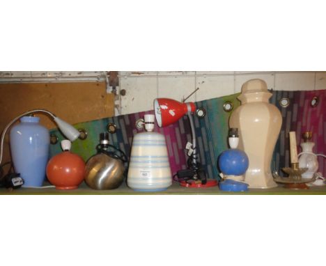 Four various ceramic table lamp bases and other lamps (10)