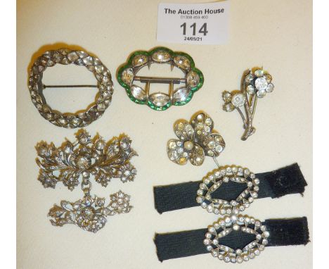 Silver and white metal jewellery: brooches and buckles, inc. one Lavaliere style