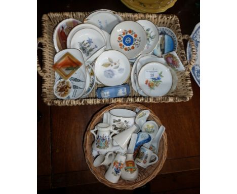 Assorted Goss china, china pin trays and spoons, inc. Royal Worcester and Wedgwood