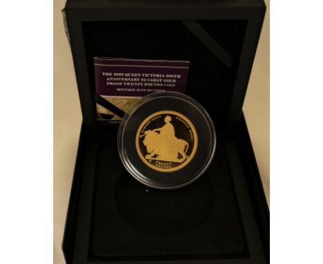 UNITED KINGDOM. ALDERNEY. Elizabeth II, 1952-. Gold 20 pounds, 2019. Hattons of London. Crowned portrait of Queen Elizabeth I