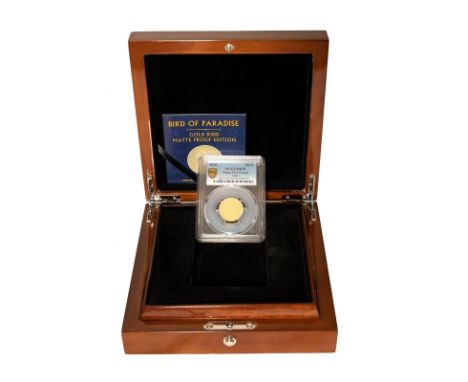 PAPUA NEW GUINEA. Elizabeth II, 1952-2022. Gold 100 kina, 2020. The Commonwealth Mint. Matte Proof. Coat of Arms of Papua New