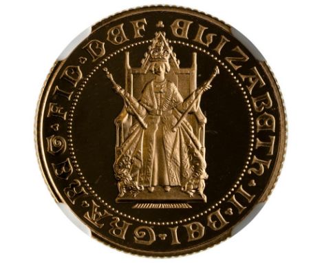 UNITED KINGDOM. Elizabeth II, 1952-. Gold sovereign, 1989. Royal Mint. Proof. Commemorating the 500 years anniversary of the 