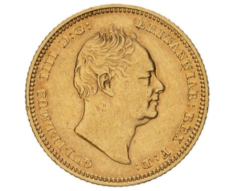 UNITED KINGDOM. William IV, 1830-37. Gold half-sovereign, 1837. London. Bare head right; GULIELMUS IIII D:G: BRITANNIAR: REX 