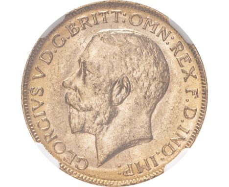 AUSTRALIA. George V, 1910-36. Gold sovereign, 1924 M. Melbourne. Bare head left, B.M. on truncation; GEORGIVS V D. G. BRITT: 