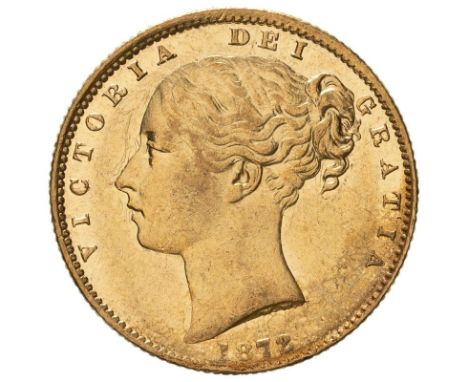 AUSTRALIA. Victoria, 1837-1901. Gold sovereign, 1872 M. Melbourne. Shield. With the Melbourne mint just starting up in 1872, 