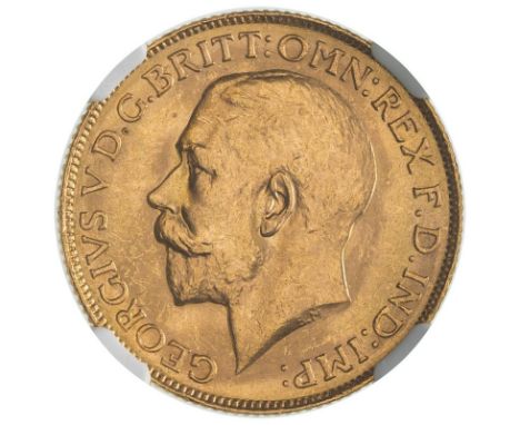 AUSTRALIA. George V, 1910-36. Gold sovereign, 1923 M. Melbourne. Bare head left, B.M. on truncation; GEORGIVS V D. G. BRITT: 