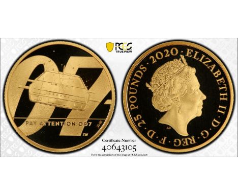 UNITED KINGDOM. Elizabeth II, 1952-. Gold 25 pounds, 2020. Royal Mint. Proof. Issued to celebrate the new James Bond movie 'N