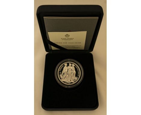 UNITED KINGDOM. ST. HELENA. Elizabeth II, 1952-2022. Silver 5 pounds, 2021. East India Company. Proof. Commissioned and produ