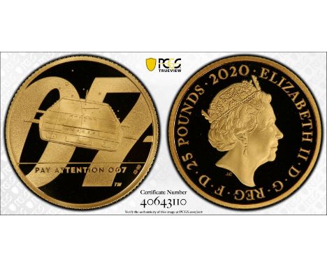 UNITED KINGDOM. Elizabeth II, 1952-. Gold 25 pounds, 2020. Royal Mint. Proof. Issued to celebrate the new James Bond movie 'N