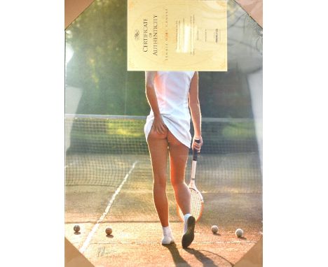 MARTIN ELLIOTT; a signed limited edition canvas print, 'Tennis Girl', taken from the original 1976 photograph, signed by the 